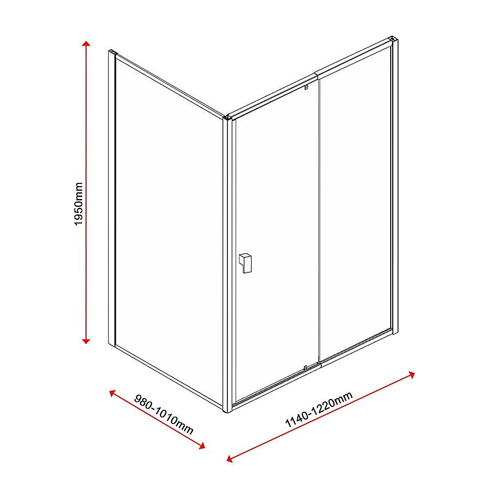 Semi Frameless Shower Screen (114~122)x 195cm & (98~101)x195cm Side AS/NZS Glass V63-828661