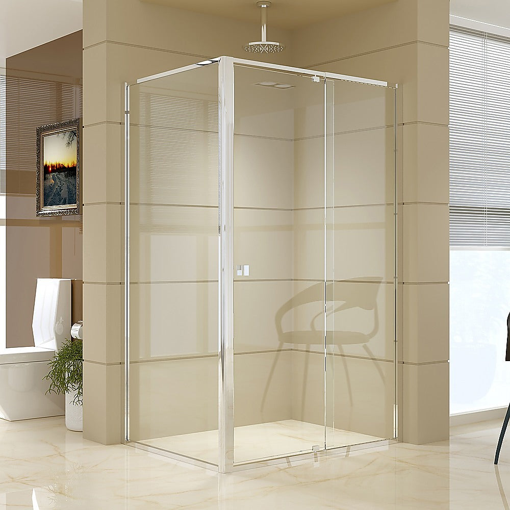 Semi Frameless Shower Screen (114~122)x 195cm & (89~92)x 195cm Side AS/NZS Glass V63-828671
