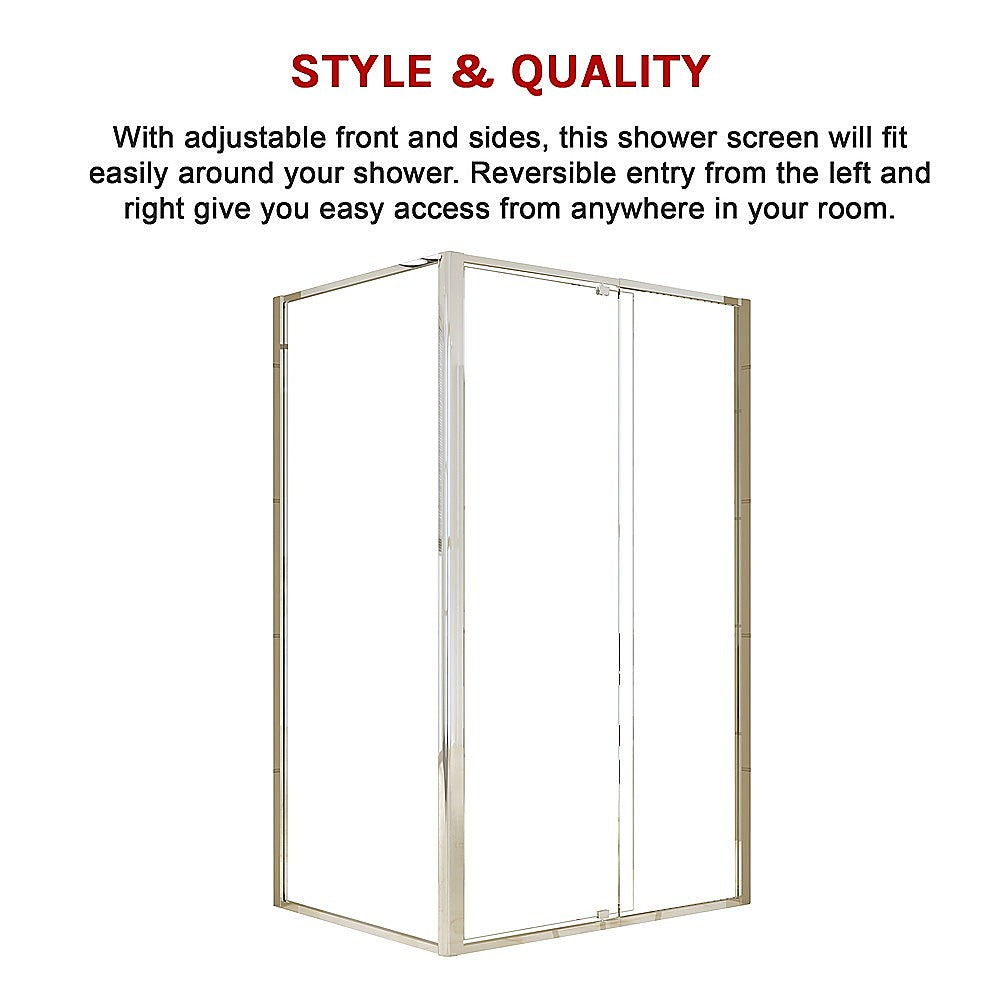 Semi Frameless Shower Screen (114~122)x 195cm & (89~92)x 195cm Side AS/NZS Glass V63-828671