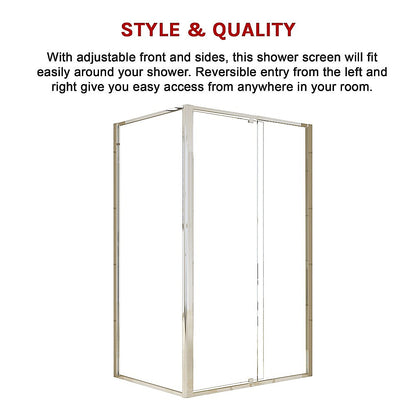 Semi Frameless Shower Screen (114~122)x 195cm & (89~92)x 195cm Side AS/NZS Glass V63-828671