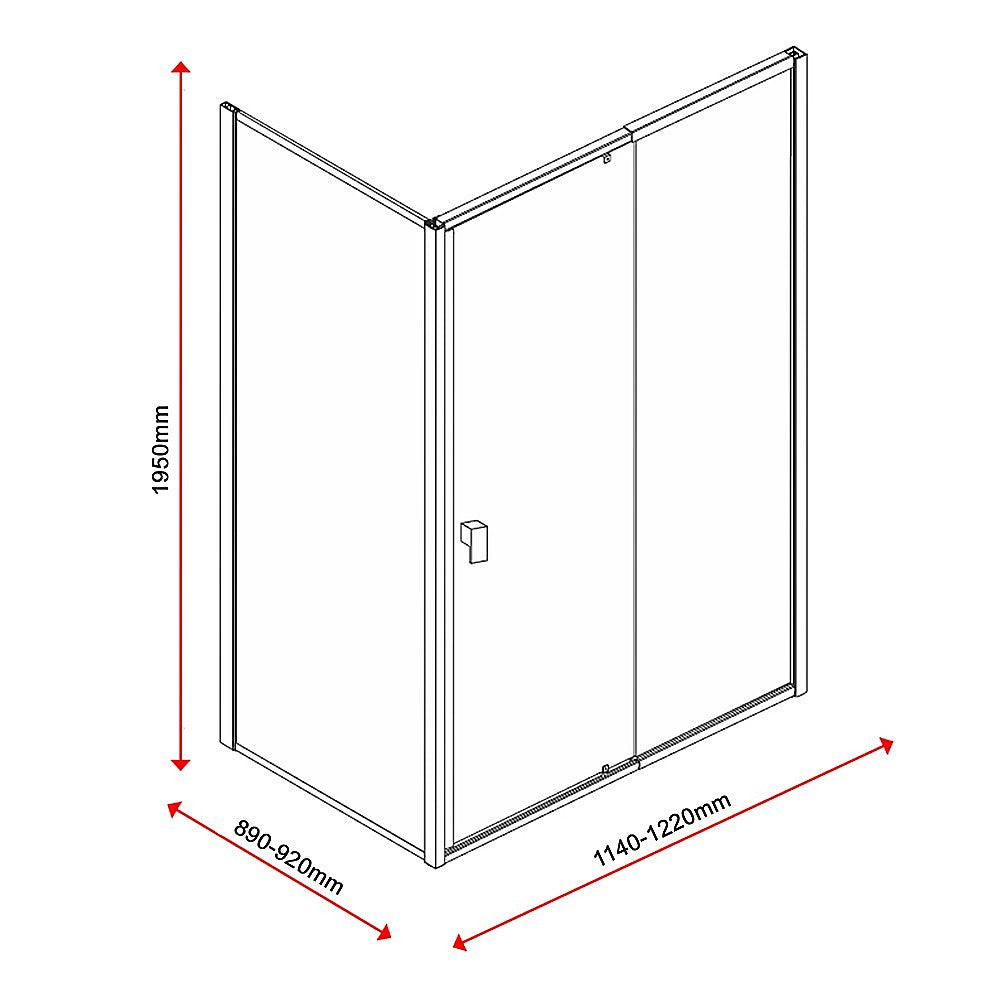 Semi Frameless Shower Screen (114~122)x 195cm & (89~92)x 195cm Side AS/NZS Glass V63-828671