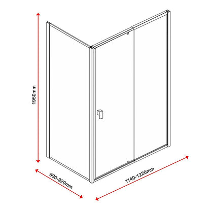 Semi Frameless Shower Screen (114~122)x 195cm & (89~92)x 195cm Side AS/NZS Glass V63-828671