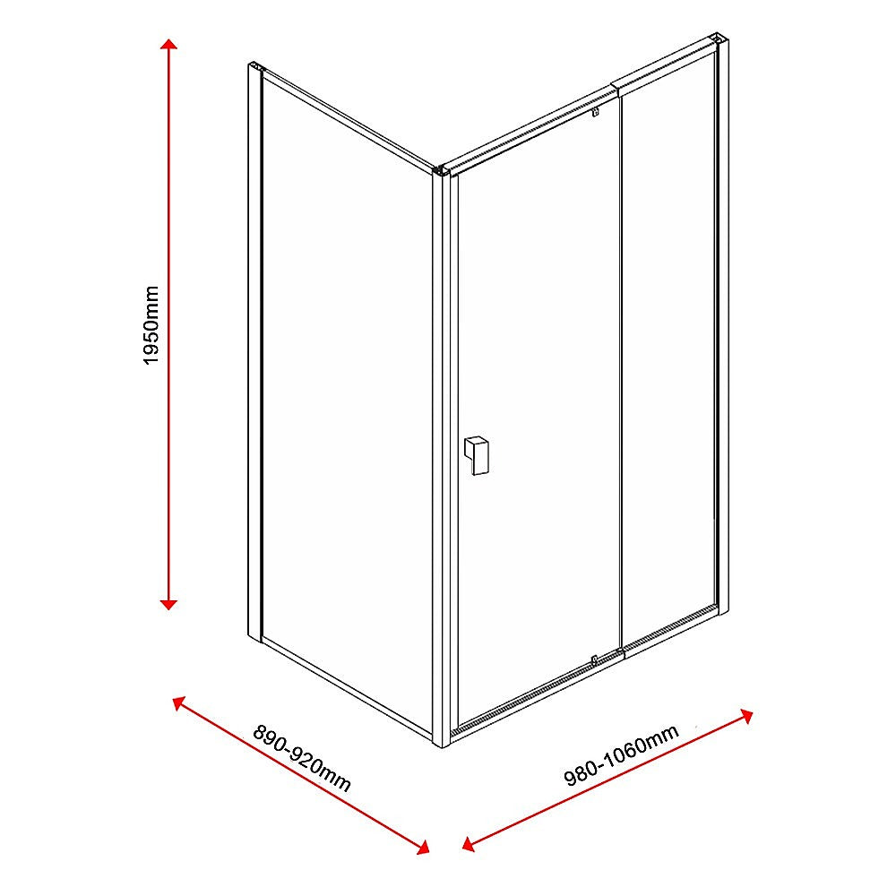 Semi Frameless Shower Screen (98~106)x 195cm & (89~92)x 195cm Side AS/NZS Glass V63-828681