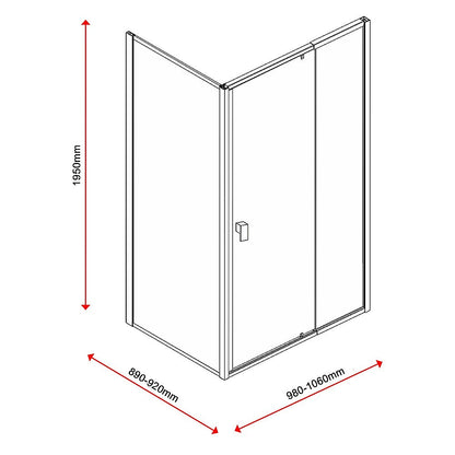 Semi Frameless Shower Screen (98~106)x 195cm & (89~92)x 195cm Side AS/NZS Glass V63-828681