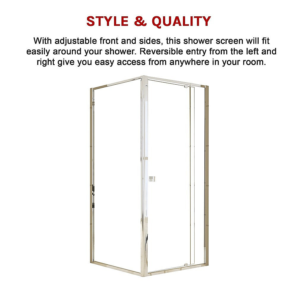 Semi Frameless Shower Screen (82~90)x 195cm & (89~92)x 195cm Side AS/NZS Glass V63-828691