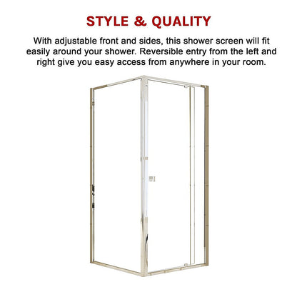 Semi Frameless Shower Screen (82~90)x 195cm & (89~92)x 195cm Side AS/NZS Glass V63-828691