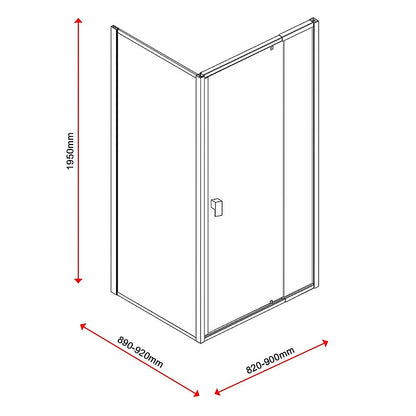 Semi Frameless Shower Screen (82~90)x 195cm & (89~92)x 195cm Side AS/NZS Glass V63-828691