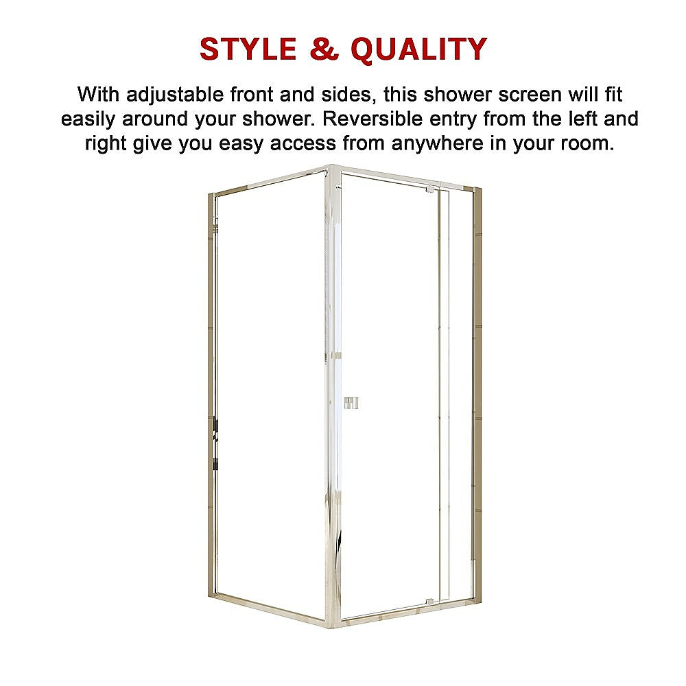 Semi Frameless Shower Screen (82~90)x 195cm & (77~80)x 195cm Side AS/NZS Glass V63-828701