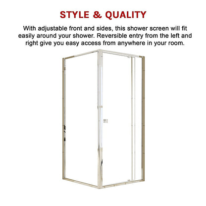 Semi Frameless Shower Screen (82~90)x 195cm & (77~80)x 195cm Side AS/NZS Glass V63-828701