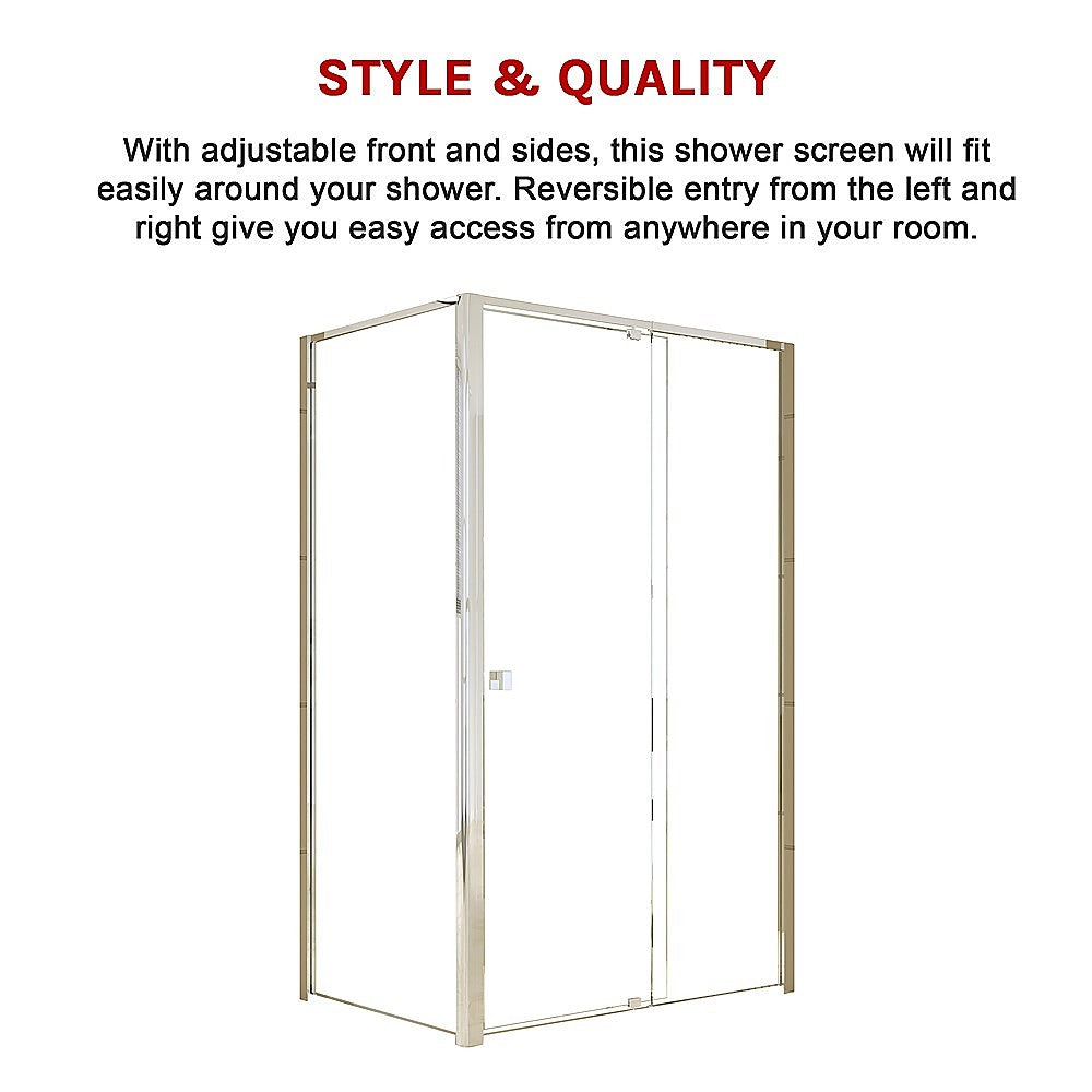 Semi Frameless Shower Screen (114~122)x 195cm & (77~80)x 195cm Side AS/NZS Glass V63-828711