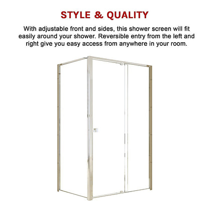 Semi Frameless Shower Screen (114~122)x 195cm & (77~80)x 195cm Side AS/NZS Glass V63-828711