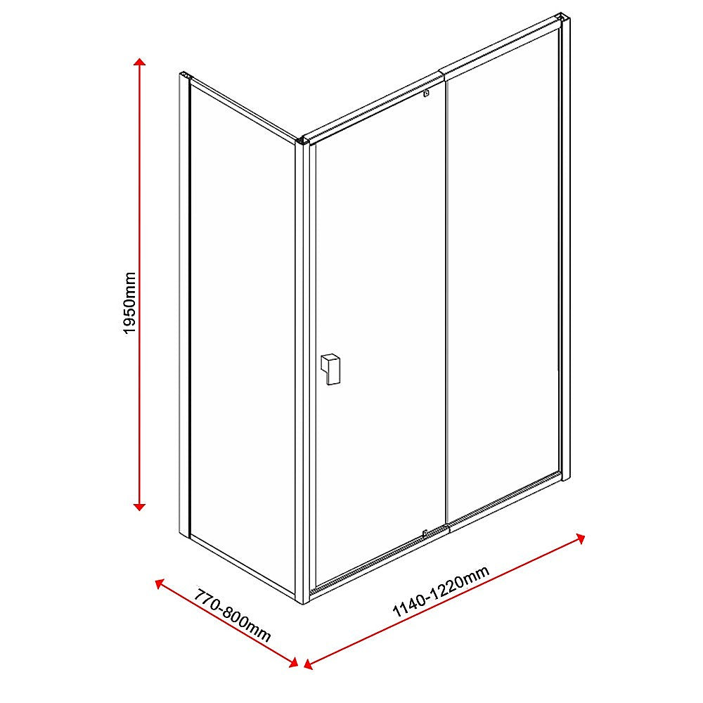 Semi Frameless Shower Screen (114~122)x 195cm & (77~80)x 195cm Side AS/NZS Glass V63-828711