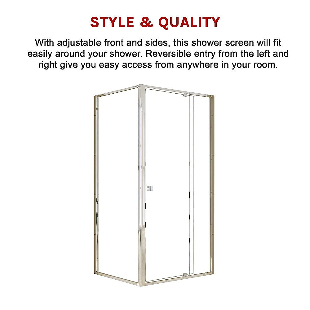 Semi Frameless Shower Screen (98~106)x 195cm & (77~80)x 195cm Side AS/NZS Glass V63-828721