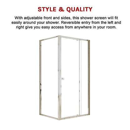 Semi Frameless Shower Screen (98~106)x 195cm & (77~80)x 195cm Side AS/NZS Glass V63-828721