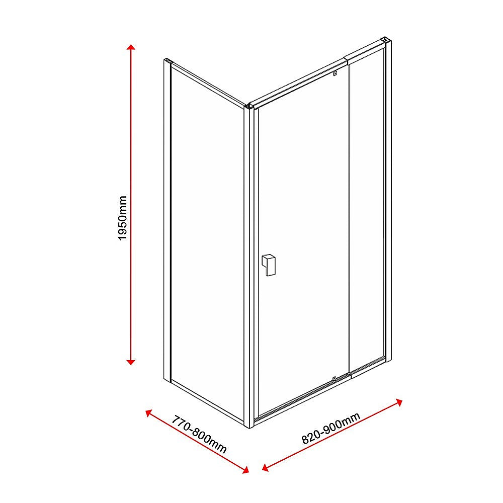 Semi Frameless Shower Screen (98~106)x 195cm & (77~80)x 195cm Side AS/NZS Glass V63-828721