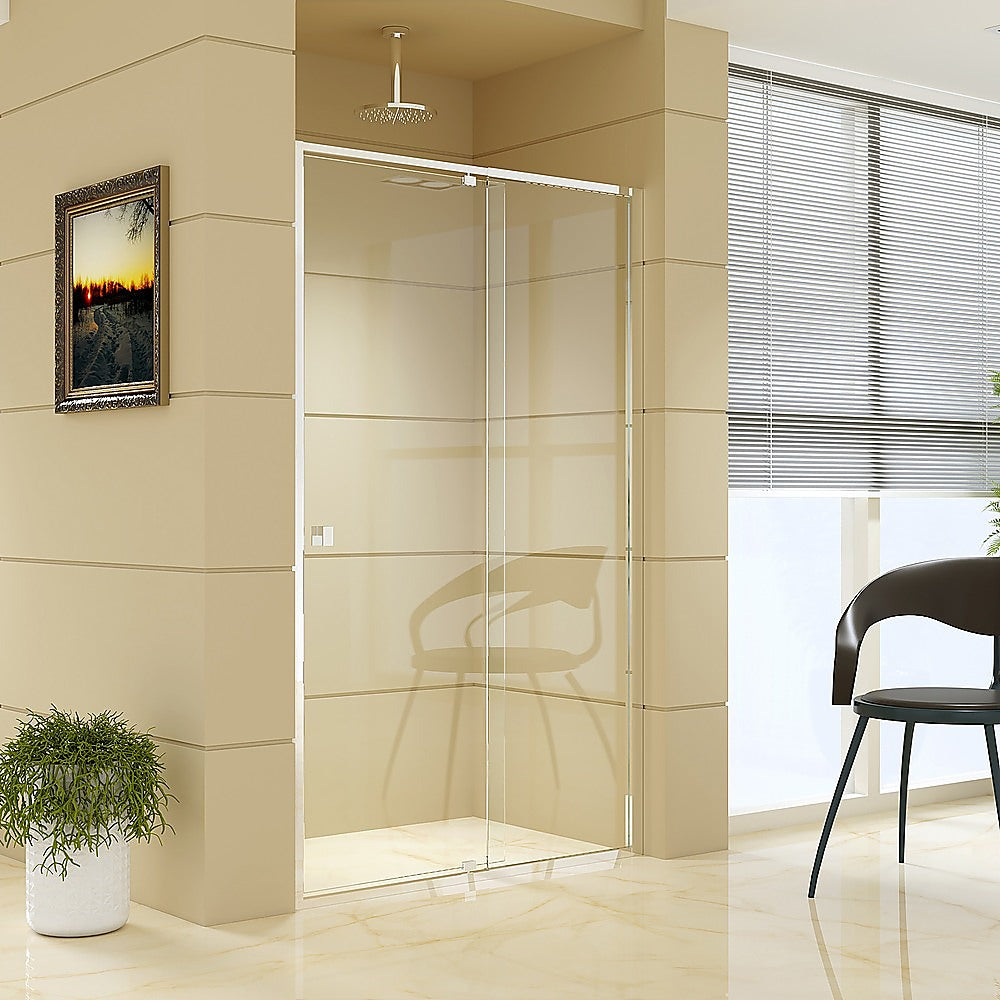 Adjustable Semi Frameless Shower Screen (114~122) x 195cm Australian Safety Glass V63-828731
