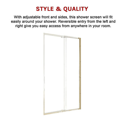 Adjustable Semi Frameless Shower Screen (114~122) x 195cm Australian Safety Glass V63-828731