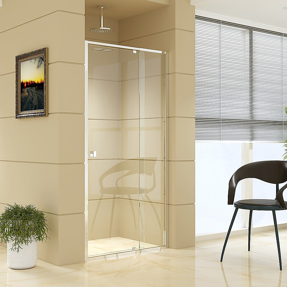 Adjustable Semi Frameless Shower Screen (98~106) x 195cm Australian Safety Glass V63-828741