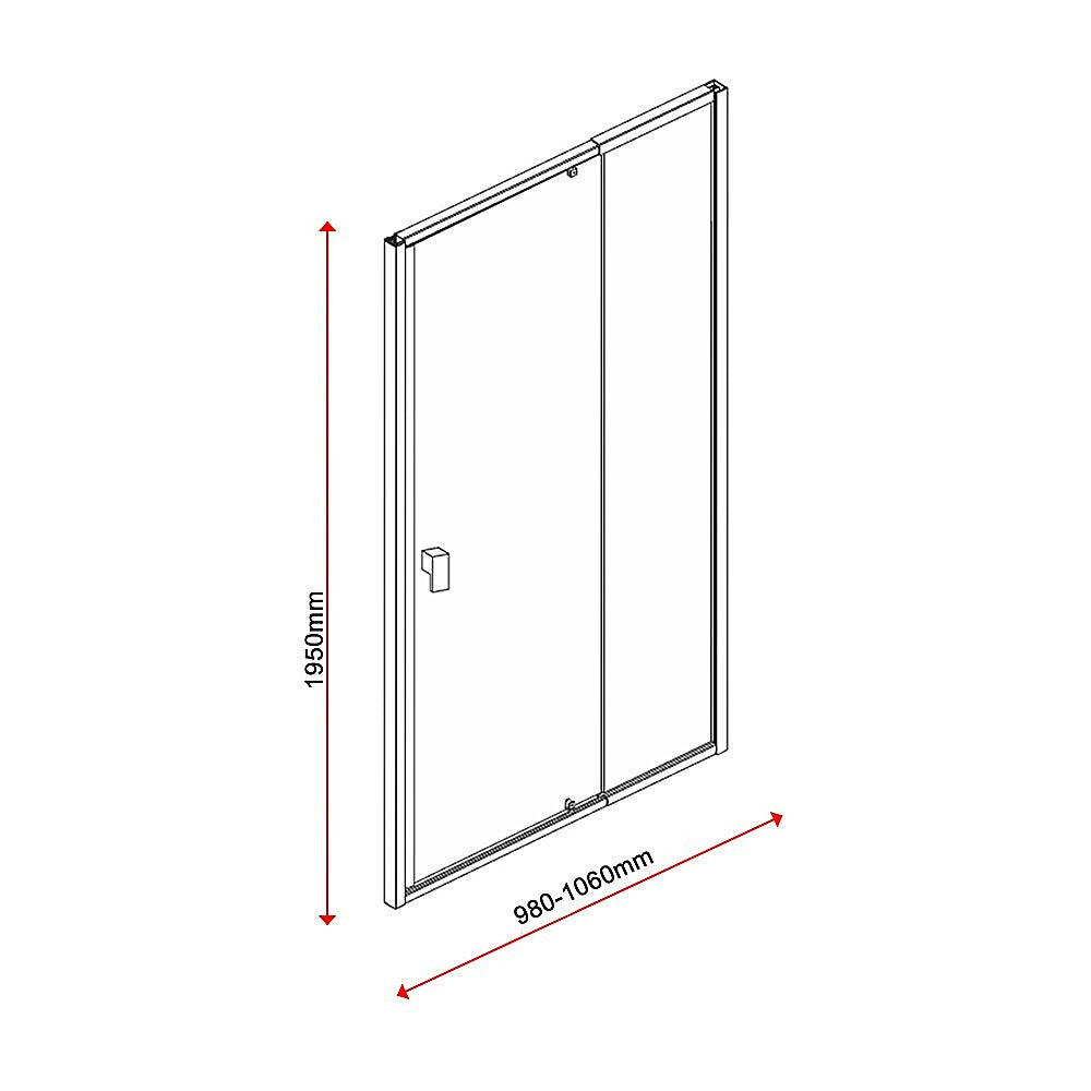 Adjustable Semi Frameless Shower Screen (98~106) x 195cm Australian Safety Glass V63-828741