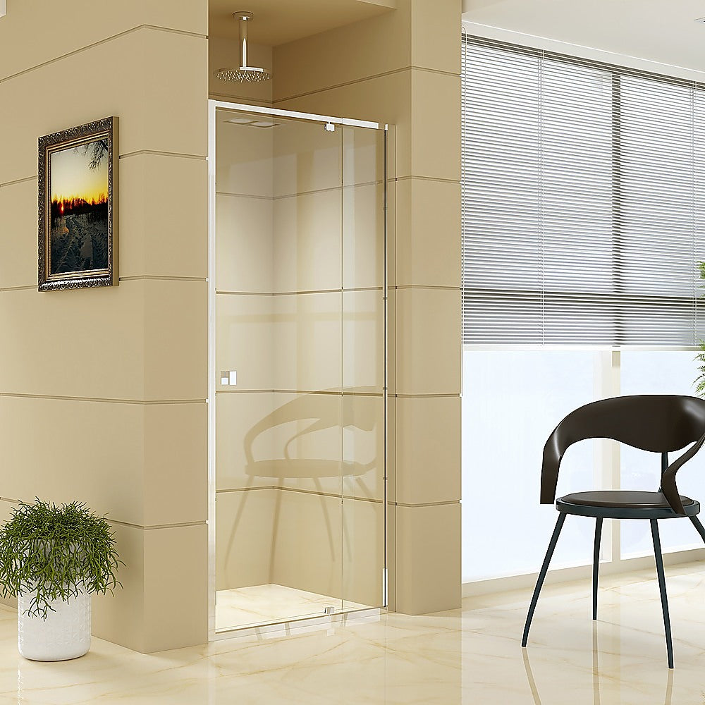 Adjustable Semi Frameless Shower Screen (82~90) x 195cm Australian Safety Glass V63-828751