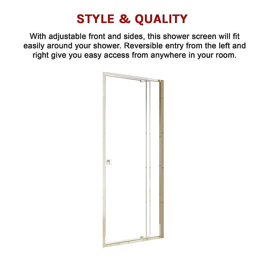 Adjustable Semi Frameless Shower Screen (82~90) x 195cm Australian Safety Glass V63-828751