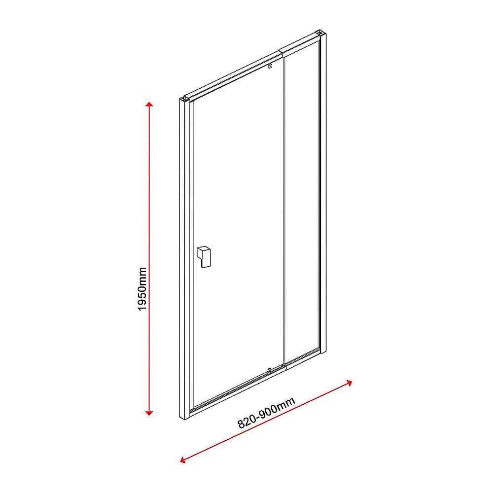 Adjustable Semi Frameless Shower Screen (82~90) x 195cm Australian Safety Glass V63-828751