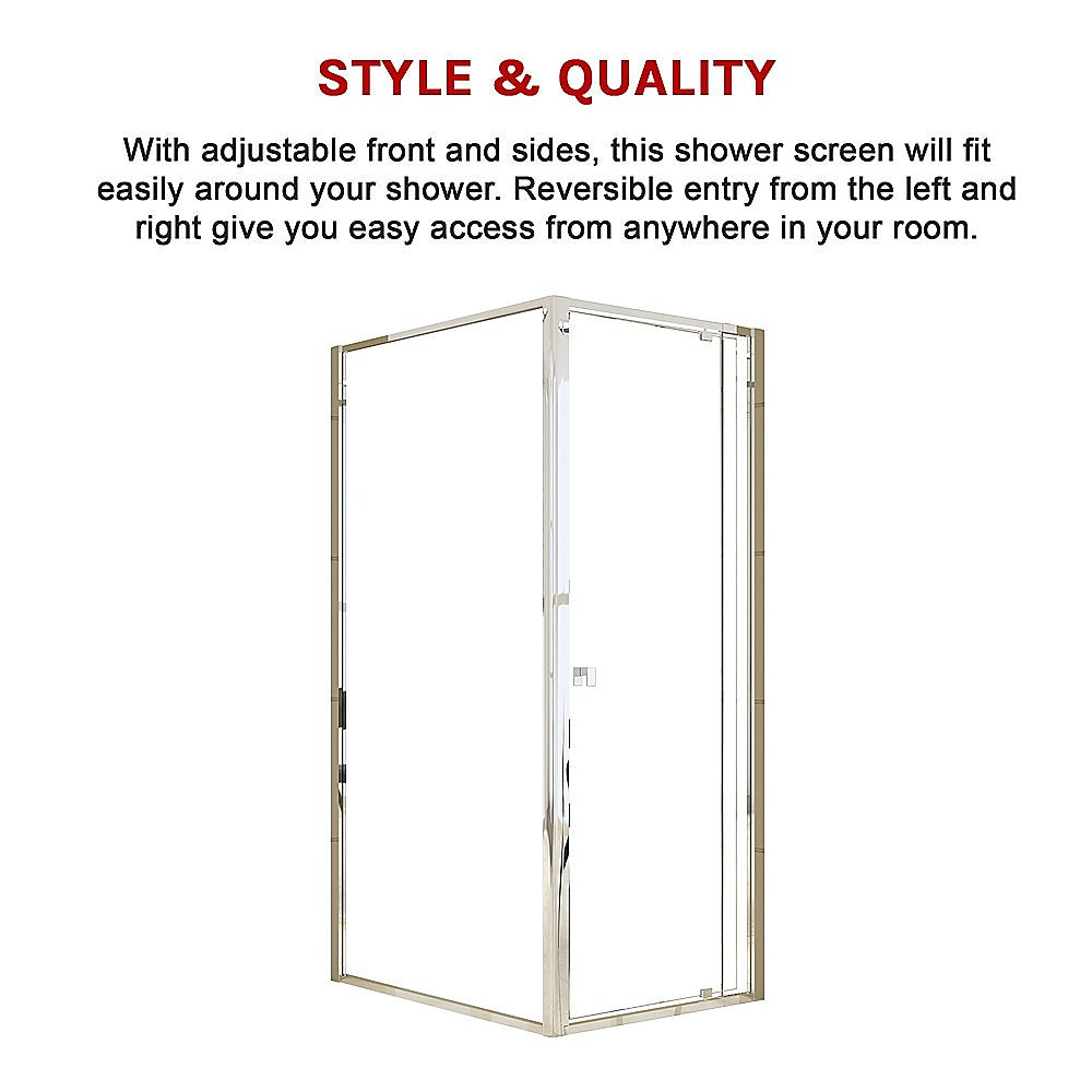 Semi Frameless Shower Screen (74~82)x 195cm & (98~101)x 195cm Side AS/NZS Glass V63-828761