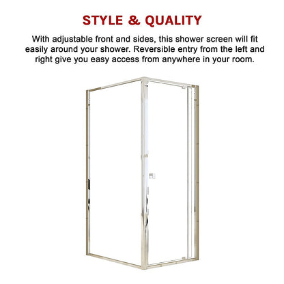 Semi Frameless Shower Screen (74~82)x 195cm & (98~101)x 195cm Side AS/NZS Glass V63-828761