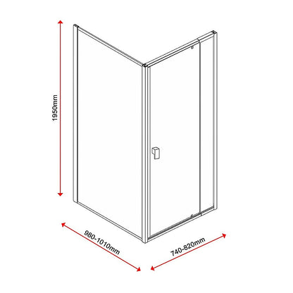 Semi Frameless Shower Screen (74~82)x 195cm & (98~101)x 195cm Side AS/NZS Glass V63-828761