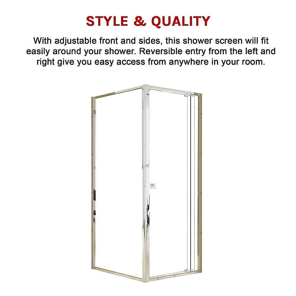 Semi Frameless Shower Screen (74~82)x 195cm & (89~92)x 195cm Side AS/NZS Glass V63-828771