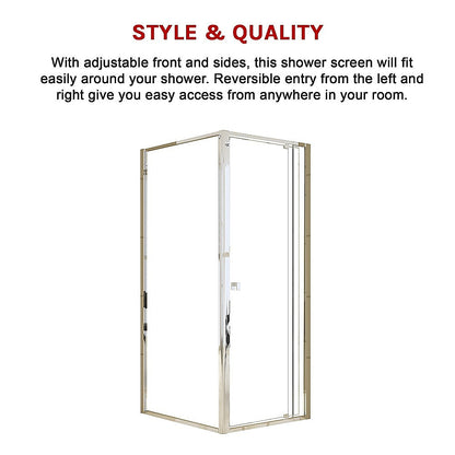Semi Frameless Shower Screen (74~82)x 195cm & (89~92)x 195cm Side AS/NZS Glass V63-828771