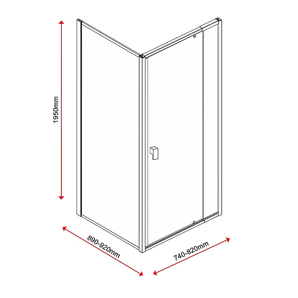 Semi Frameless Shower Screen (74~82)x 195cm & (89~92)x 195cm Side AS/NZS Glass V63-828771