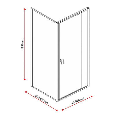 Semi Frameless Shower Screen (74~82)x 195cm & (89~92)x 195cm Side AS/NZS Glass V63-828771