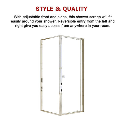 Semi Frameless Shower Screen (74~82)x 195cm & (77~80)x 195cm Side AS/NZS Glass V63-828781