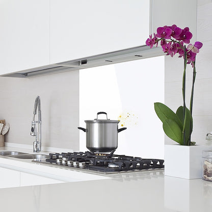 Toughened 90cm x 75cm White Glass Kitchen Splashback V63-828811