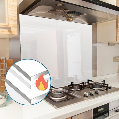 Toughened 90cm x 75cm White Glass Kitchen Splashback V63-828811