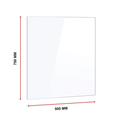 Toughened 90cm x 75cm White Glass Kitchen Splashback V63-828811