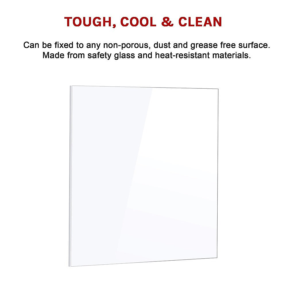 Toughened 90cm x 75cm White Glass Kitchen Splashback V63-828811