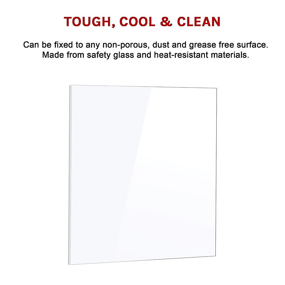 Toughened 60cm x 70cm White Glass Kitchen Splashback V63-828821