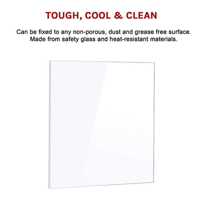 Toughened 60cm x 70cm White Glass Kitchen Splashback V63-828821