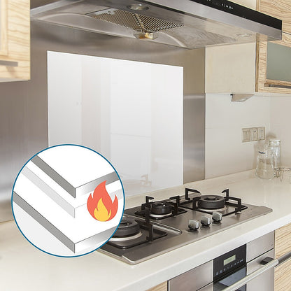 Toughened 60cm x 75cm White Glass Kitchen Splashback V63-828831