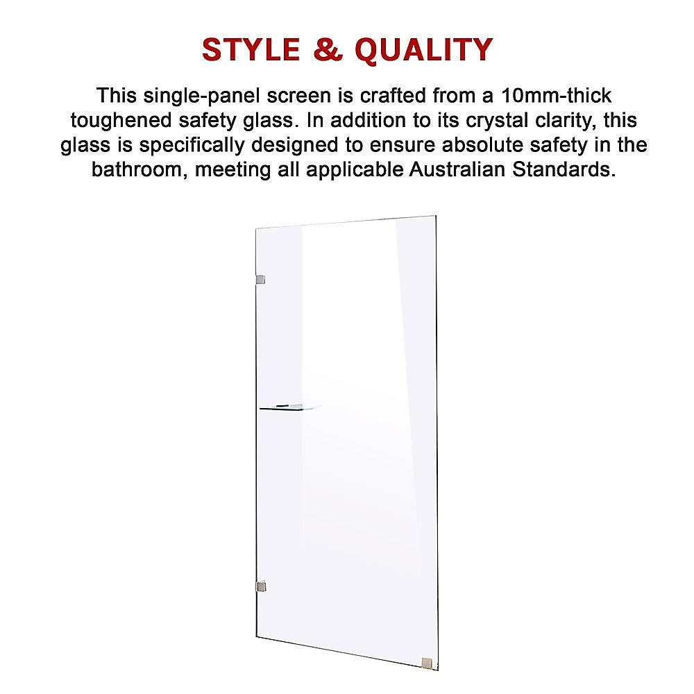 700 x 2100mm Frameless 10mm Safety Glass Shower Screen V63-828871