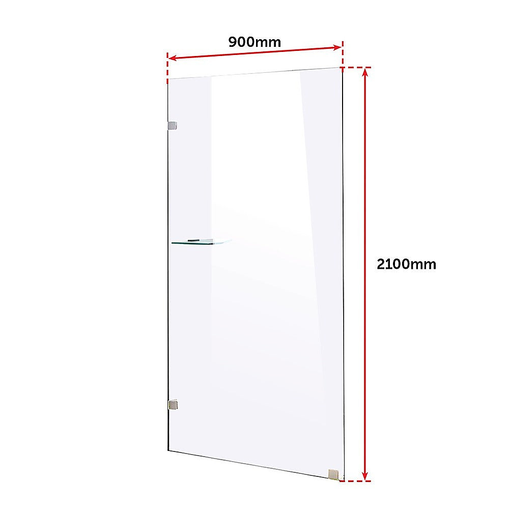 900 x 2100mm Frameless 10mm Safety Glass Shower Screen V63-828911