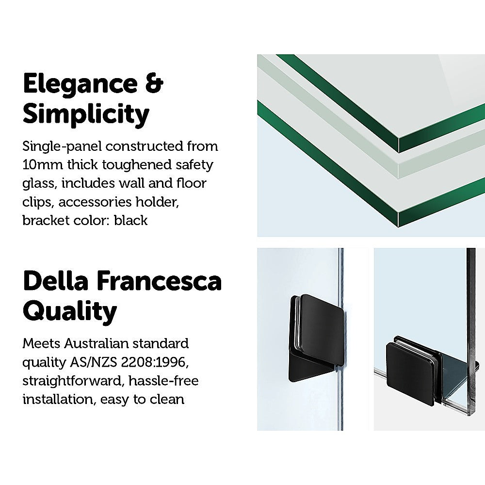 700 x 2000mm Frameless 10mm Safety Glass Shower Screen V63-828921