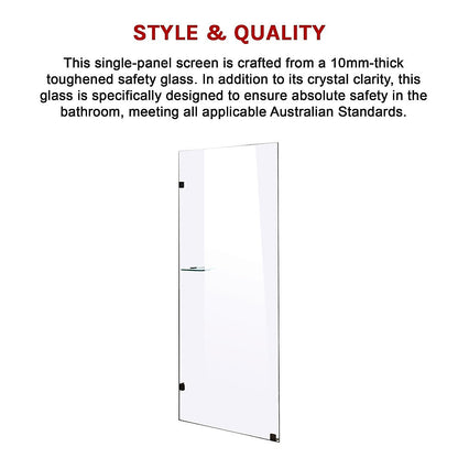 700 x 2100mm Frameless 10mm Safety Glass Shower Screen V63-828931