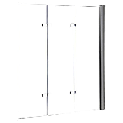 3 Fold Chrome Folding Bath Shower Screen Door Panel 1300mm x 1400mm V63-828981