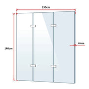 3 Fold Chrome Folding Bath Shower Screen Door Panel 1300mm x 1400mm V63-828981