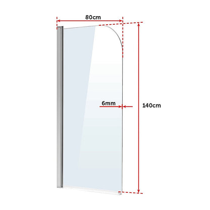 180 Degree Pivot Door 6mm Safety Glass Bath Shower Screen 800x1400mm By Della Francesca V63-829001