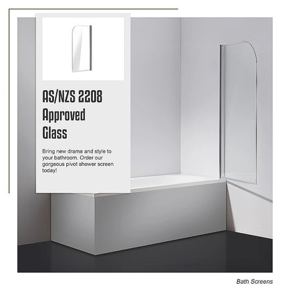 180 Degree Pivot Door 6mm Safety Glass Bath Shower Screen 900x1400mm By Della Francesca V63-829021