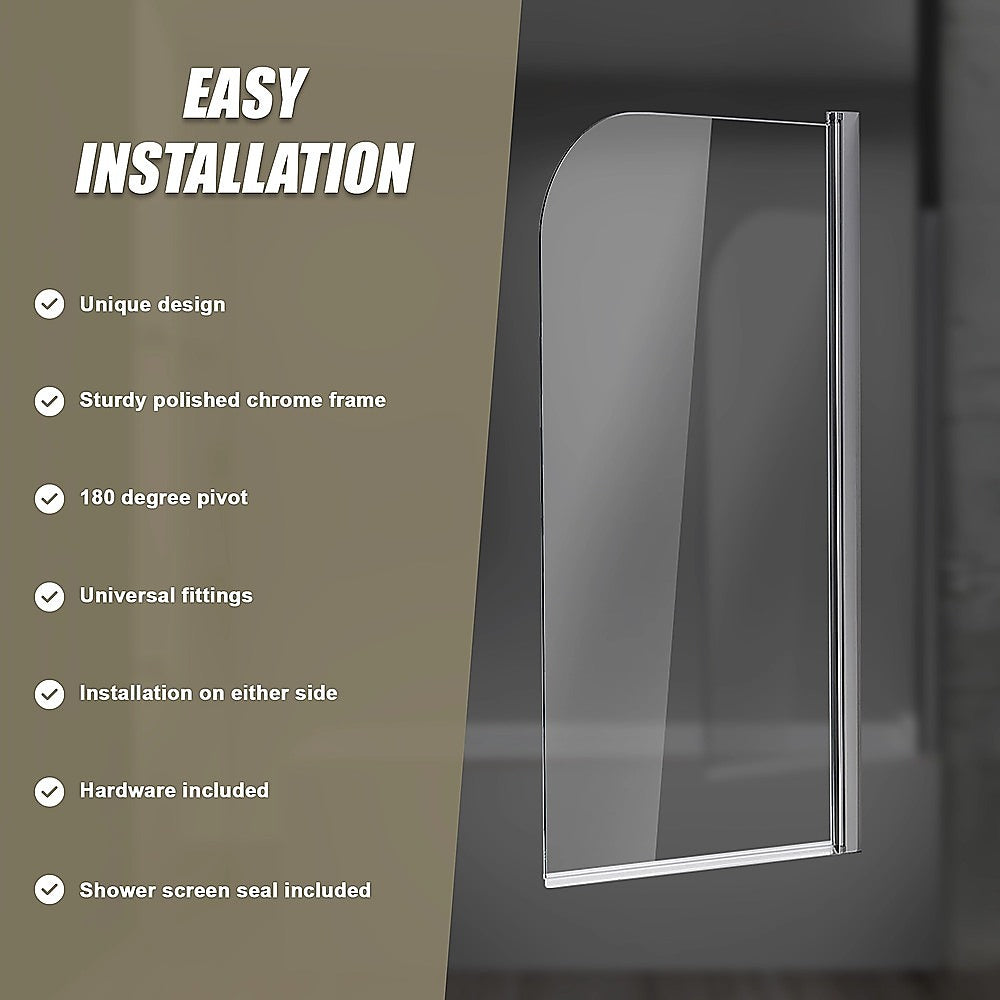 180 Degree Pivot Door 6mm Safety Glass Bath Shower Screen 900x1400mm By Della Francesca V63-829021